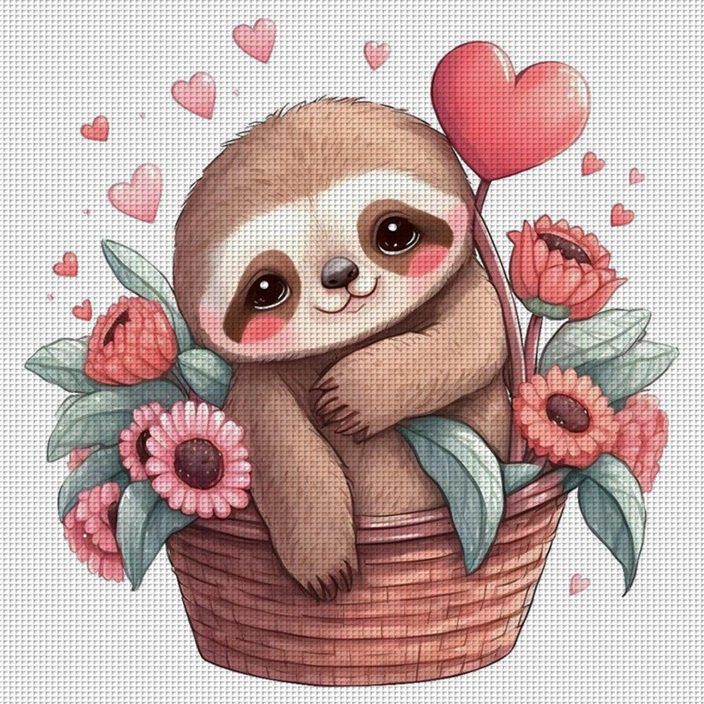 Sloth - Full 18CT Counted Cross Stitch 20x20CM - Huacan