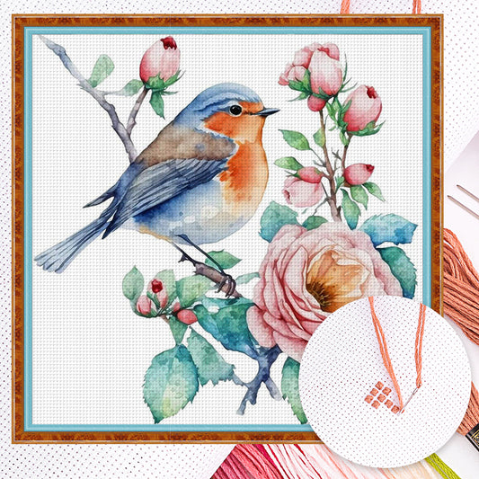 Flowers And Birds - Full 18CT Counted Cross Stitch 20x20CM - Huacan