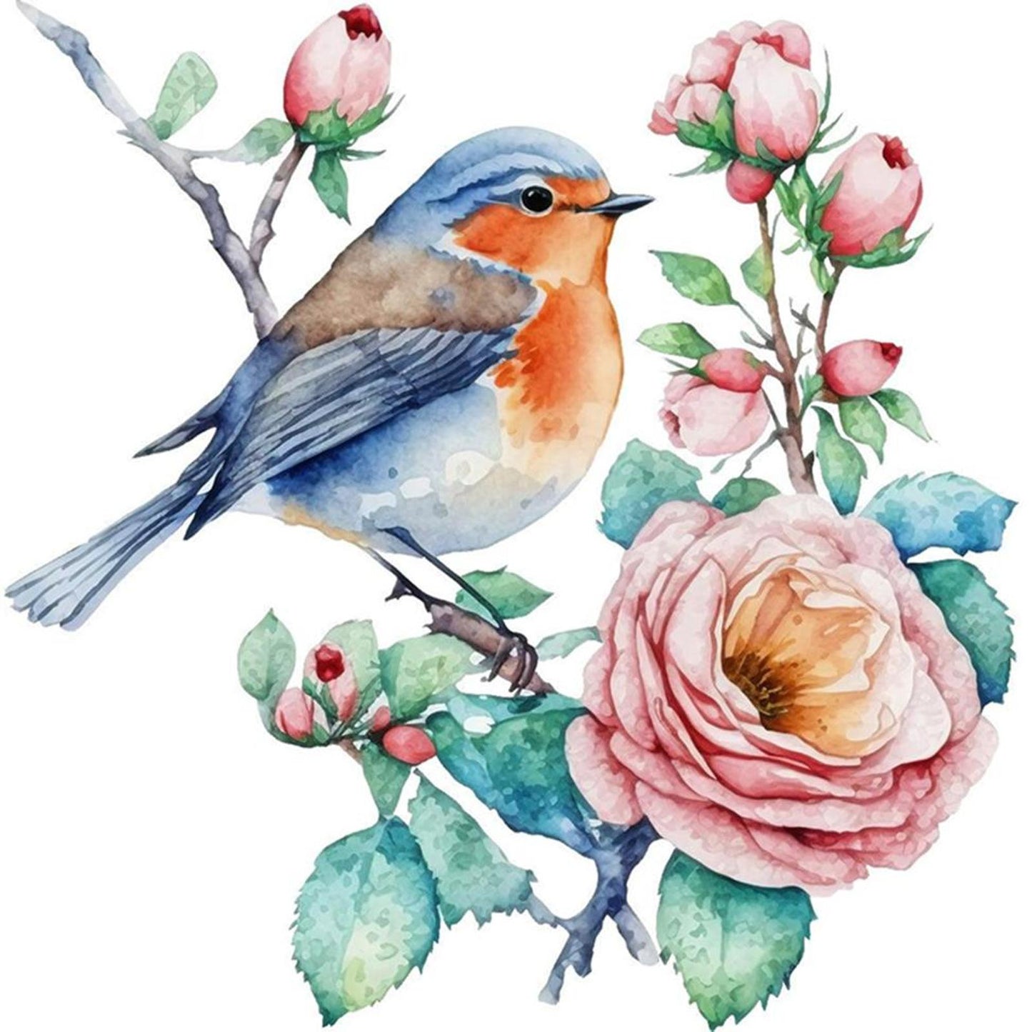 Flowers And Birds - Full 18CT Counted Cross Stitch 20x20CM - Huacan