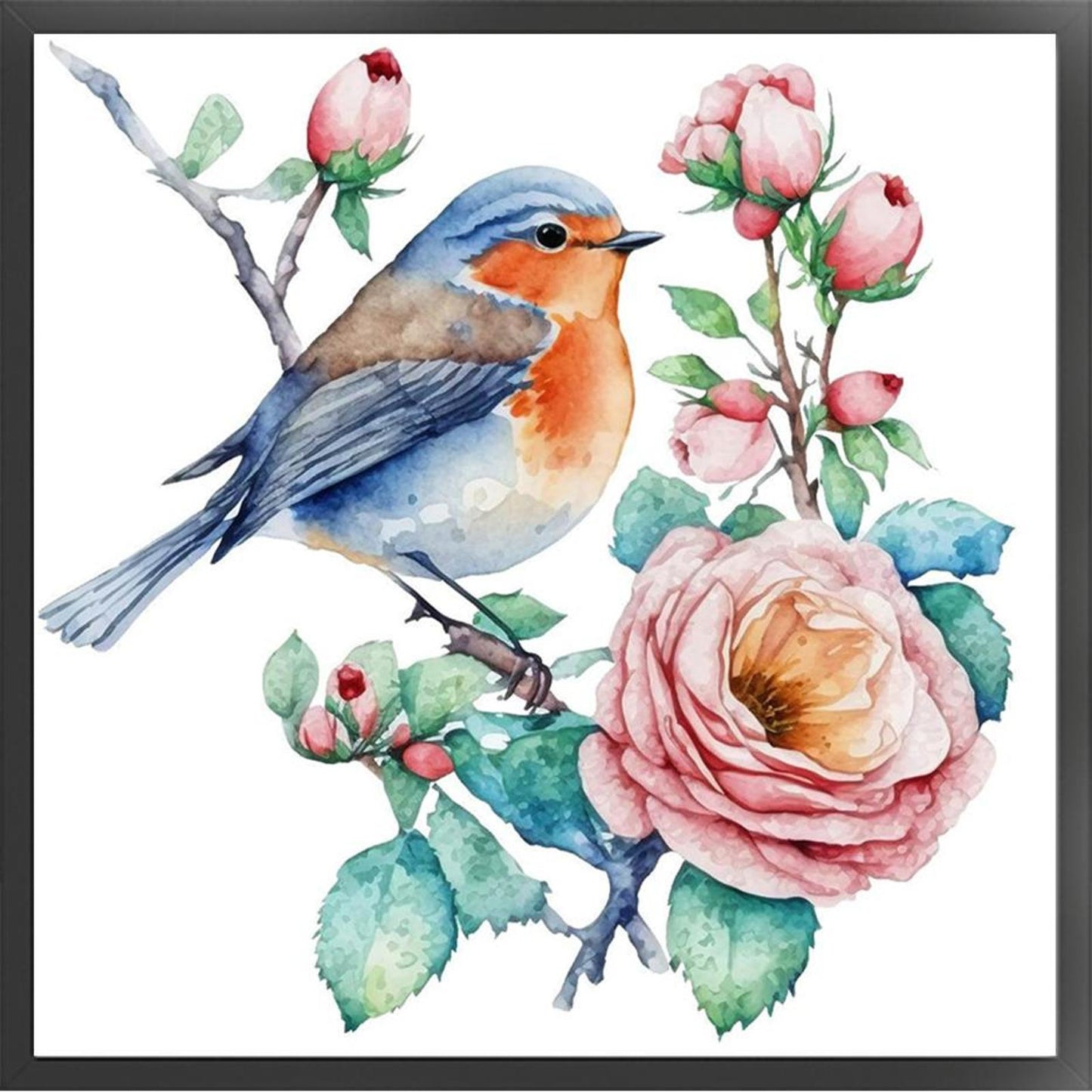 Flowers And Birds - Full 18CT Counted Cross Stitch 20x20CM - Huacan