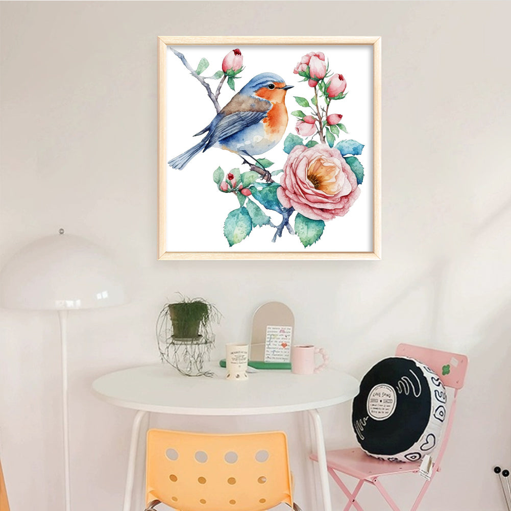 Flowers And Birds - Full 18CT Counted Cross Stitch 20x20CM - Huacan