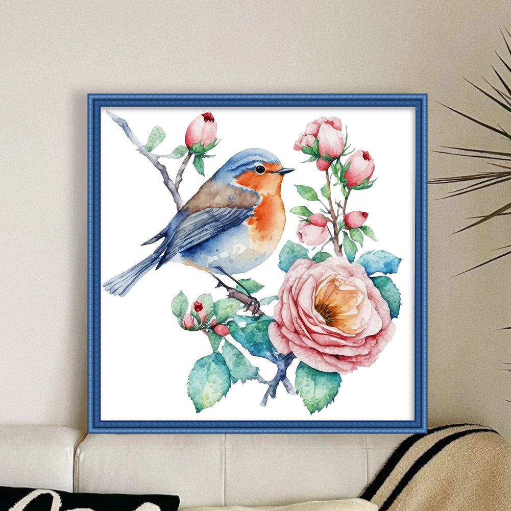 Flowers And Birds - Full 18CT Counted Cross Stitch 20x20CM - Huacan