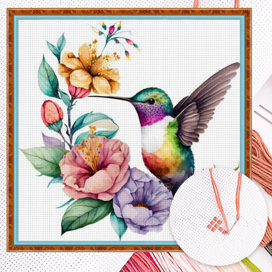 Flowers And Birds - Full 18CT Counted Cross Stitch 20x20CM - Huacan