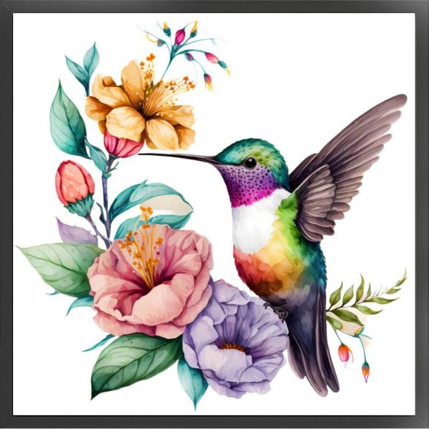 Flowers And Birds - Full 18CT Counted Cross Stitch 20x20CM - Huacan