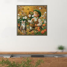 Load image into Gallery viewer, Children&#39;S Day Boy And Kitten 40*40CM(Canvas) Partial Special Shaped Drill Diamond Painting
