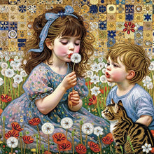 Load image into Gallery viewer, Children&#39;S Day Girl And Boy 40*40CM(Canvas) Partial Special Shaped Drill Diamond Painting
