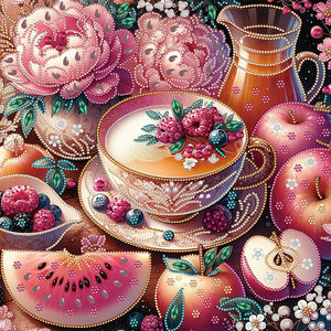Fruit Afternoon Tea 40*40CM(Canvas) Partial Special Shaped Drill Diamond Painting