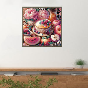 Fruit Afternoon Tea 40*40CM(Canvas) Partial Special Shaped Drill Diamond Painting