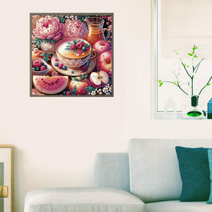 Fruit Afternoon Tea 40*40CM(Canvas) Partial Special Shaped Drill Diamond Painting