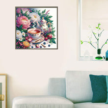 Load image into Gallery viewer, Floral Afternoon Tea 40*40CM(Canvas) Partial Special Shaped Drill Diamond Painting
