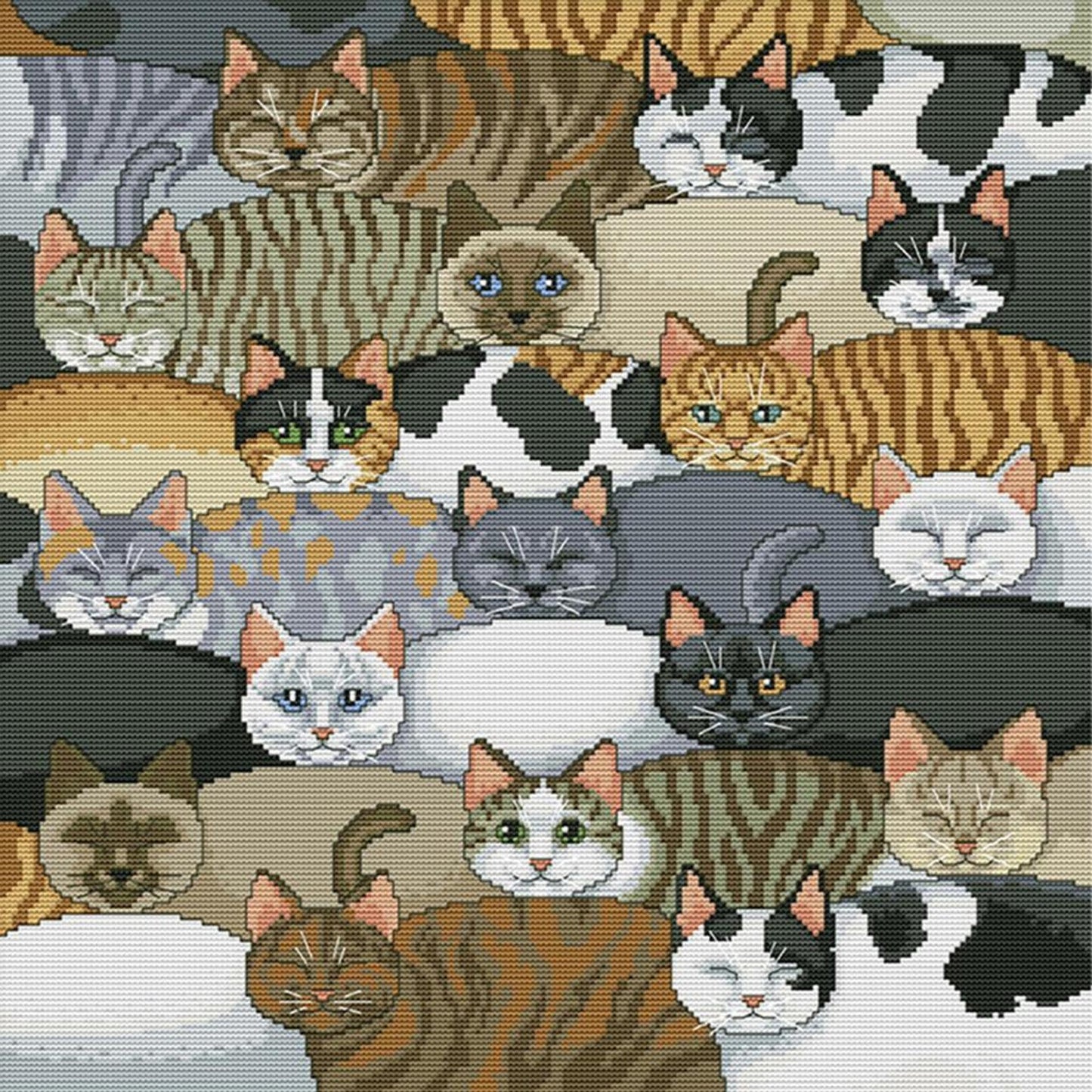 Cats - Full 14CT Counted Cross Stitch 46x46CM - Joy Sunday