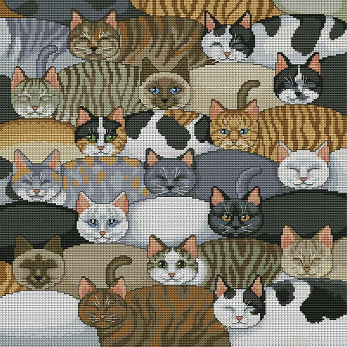 Cats - Full 14CT Counted Cross Stitch 46x46CM - Joy Sunday
