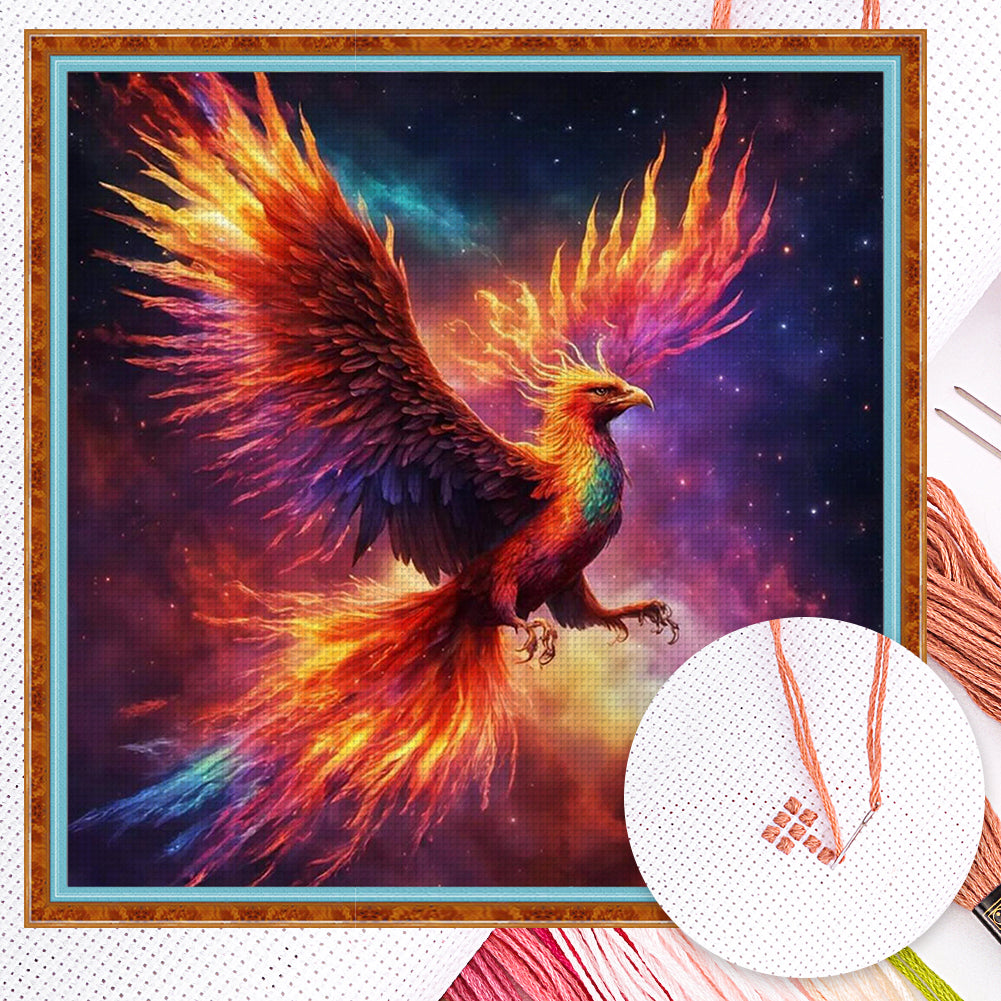 Fire Phoenix - Full 18CT Counted Cross Stitch 35x35CM - Huacan