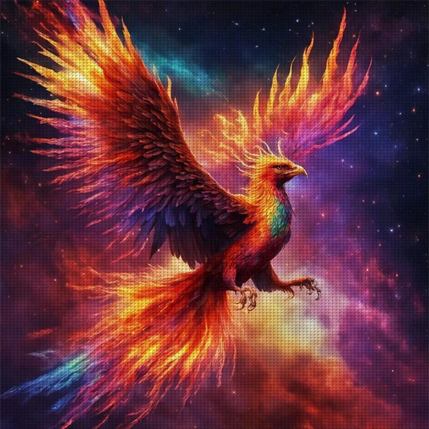 Fire Phoenix - Full 18CT Counted Cross Stitch 35x35CM - Huacan