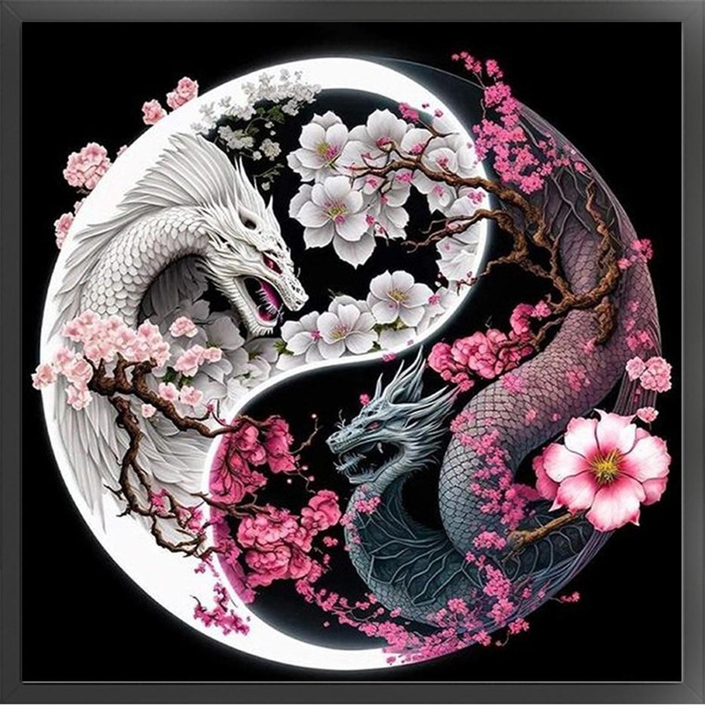 Yin-Yang Diagram - Dragon - Full 11CT Counted Cross Stitch 40x40CM - Huacan