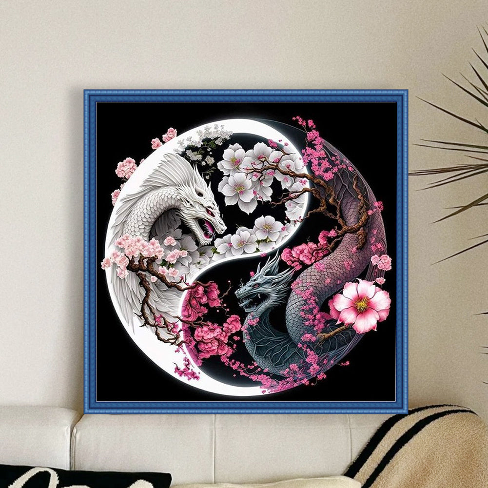 Yin-Yang Diagram - Dragon - Full 11CT Counted Cross Stitch 40x40CM - Huacan