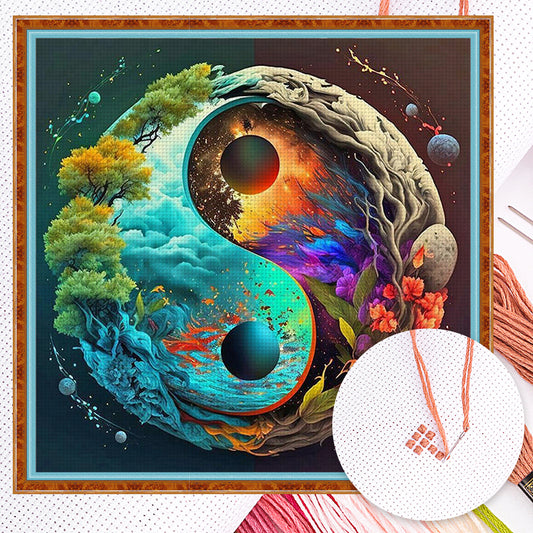 Yin-Yang Diagram - Landscape - Full 11CT Counted Cross Stitch 40x40CM - Huacan