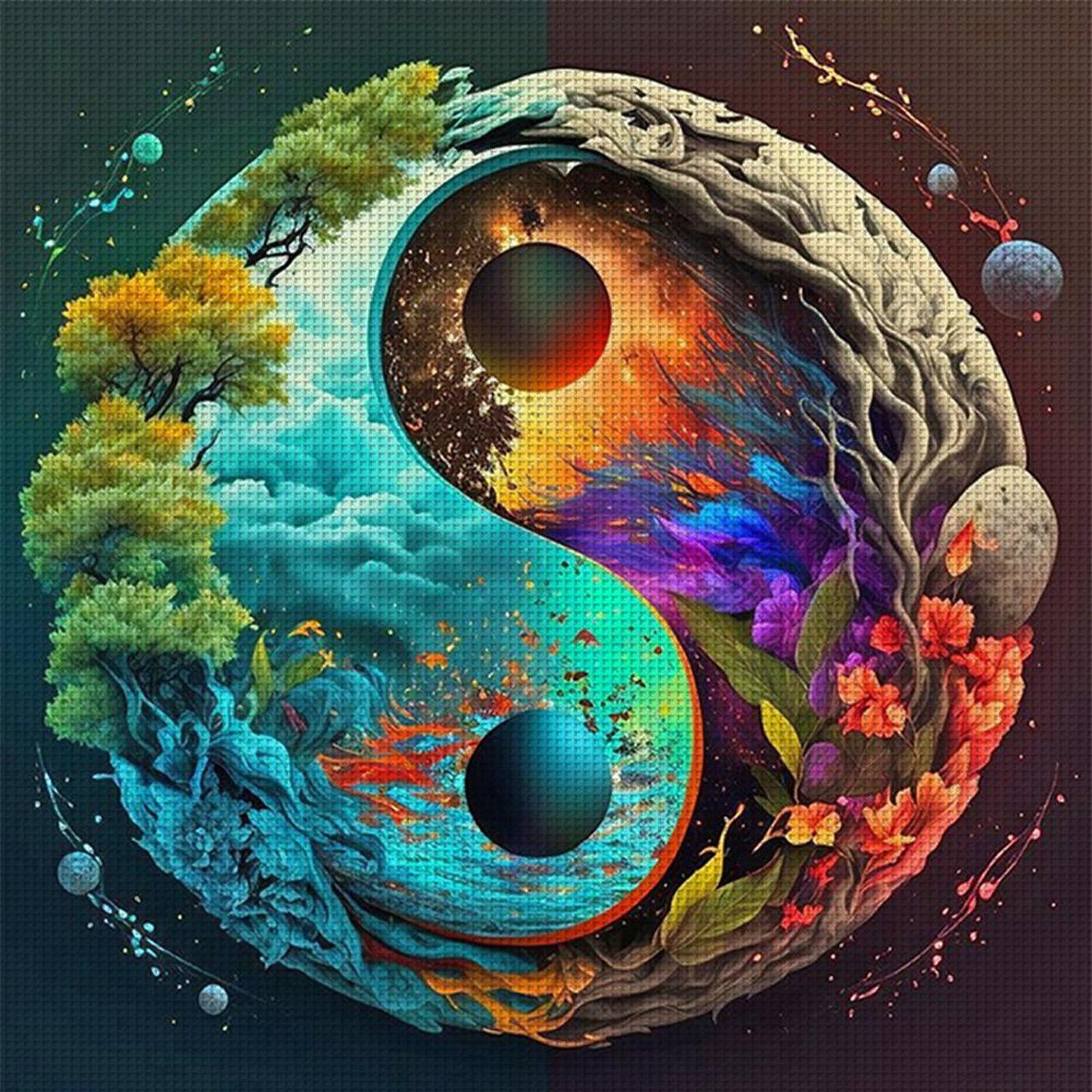 Yin-Yang Diagram - Landscape - Full 11CT Counted Cross Stitch 40x40CM - Huacan