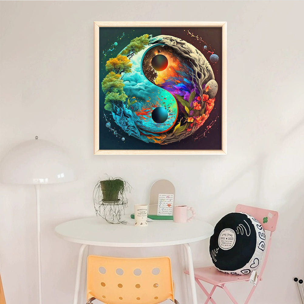 Yin-Yang Diagram - Landscape - Full 11CT Counted Cross Stitch 40x40CM - Huacan