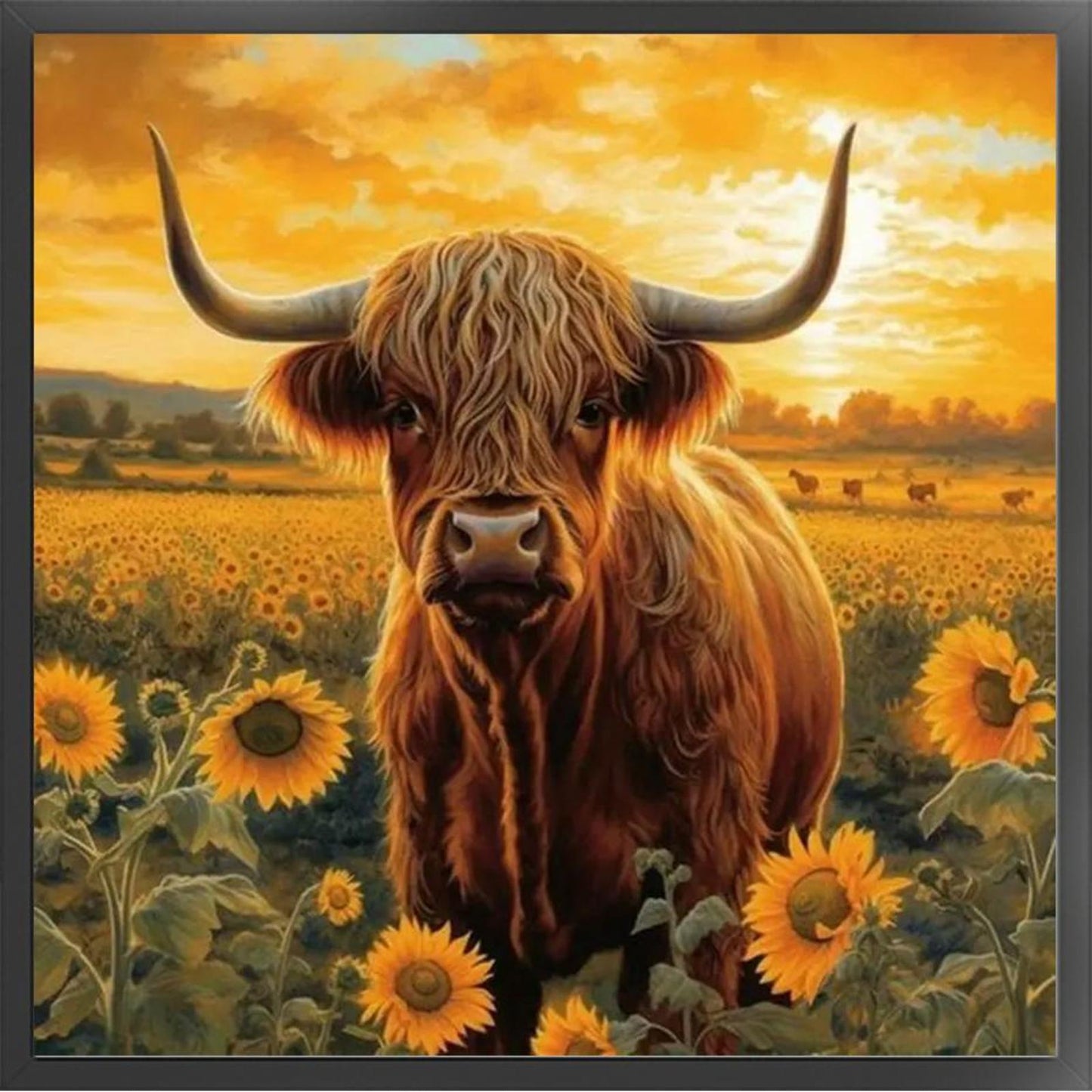 Sunflower And Yak - Full 11CT Counted Cross Stitch 40x40CM - Huacan