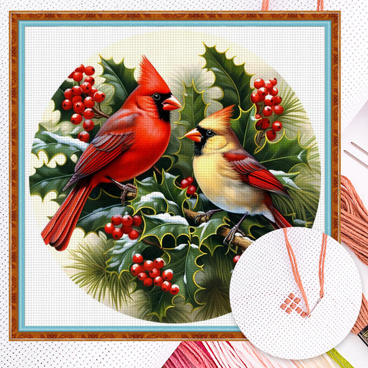 Northern Cardinal - Full 11CT Counted Cross Stitch 40x40CM - Huacan