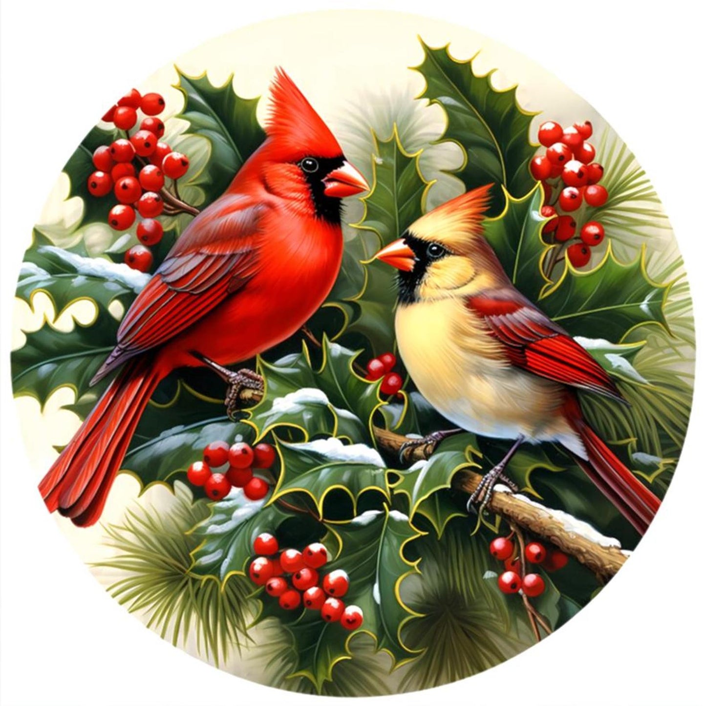 Northern Cardinal - Full 11CT Counted Cross Stitch 40x40CM - Huacan