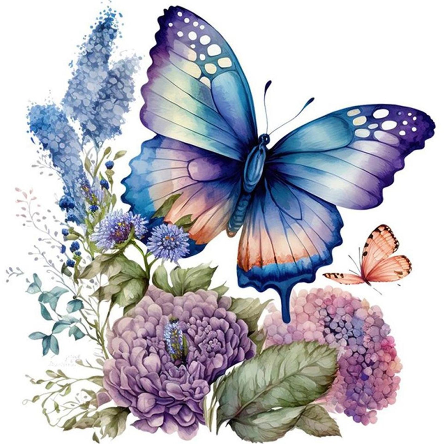 Flowers And Butterflies - Full 11CT Counted Cross Stitch 40x40CM - Huacan