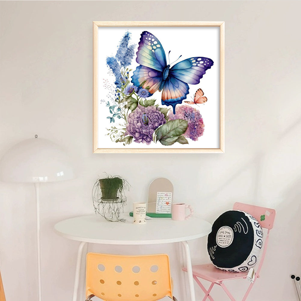 Flowers And Butterflies - Full 11CT Counted Cross Stitch 40x40CM - Huacan