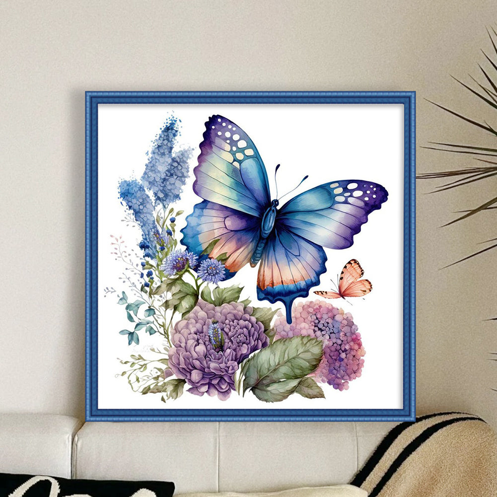 Flowers And Butterflies - Full 11CT Counted Cross Stitch 40x40CM - Huacan