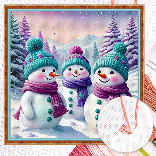 Snowman - Full 11CT Counted Cross Stitch 40x40CM - Huacan