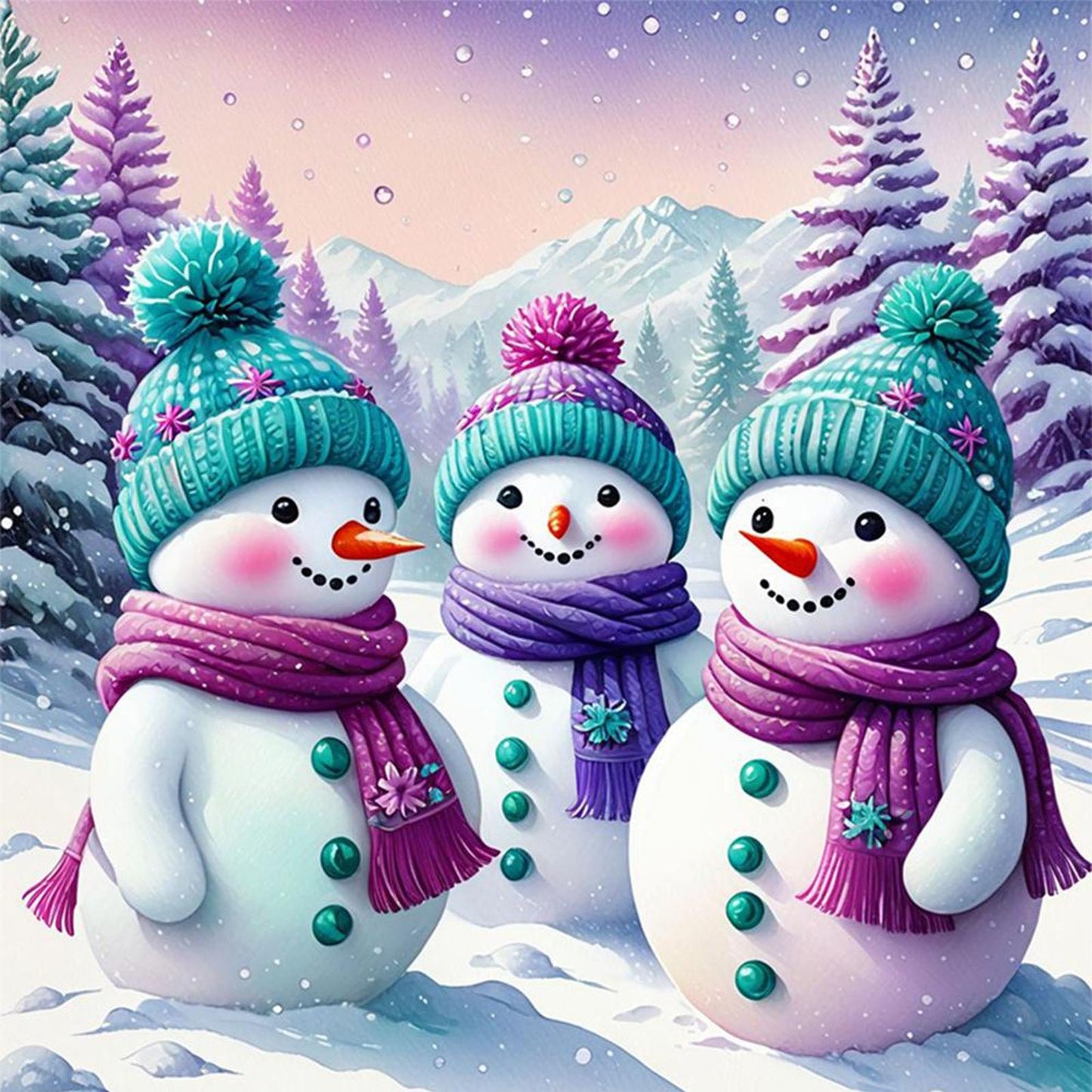 Snowman - Full 11CT Counted Cross Stitch 40x40CM - Huacan
