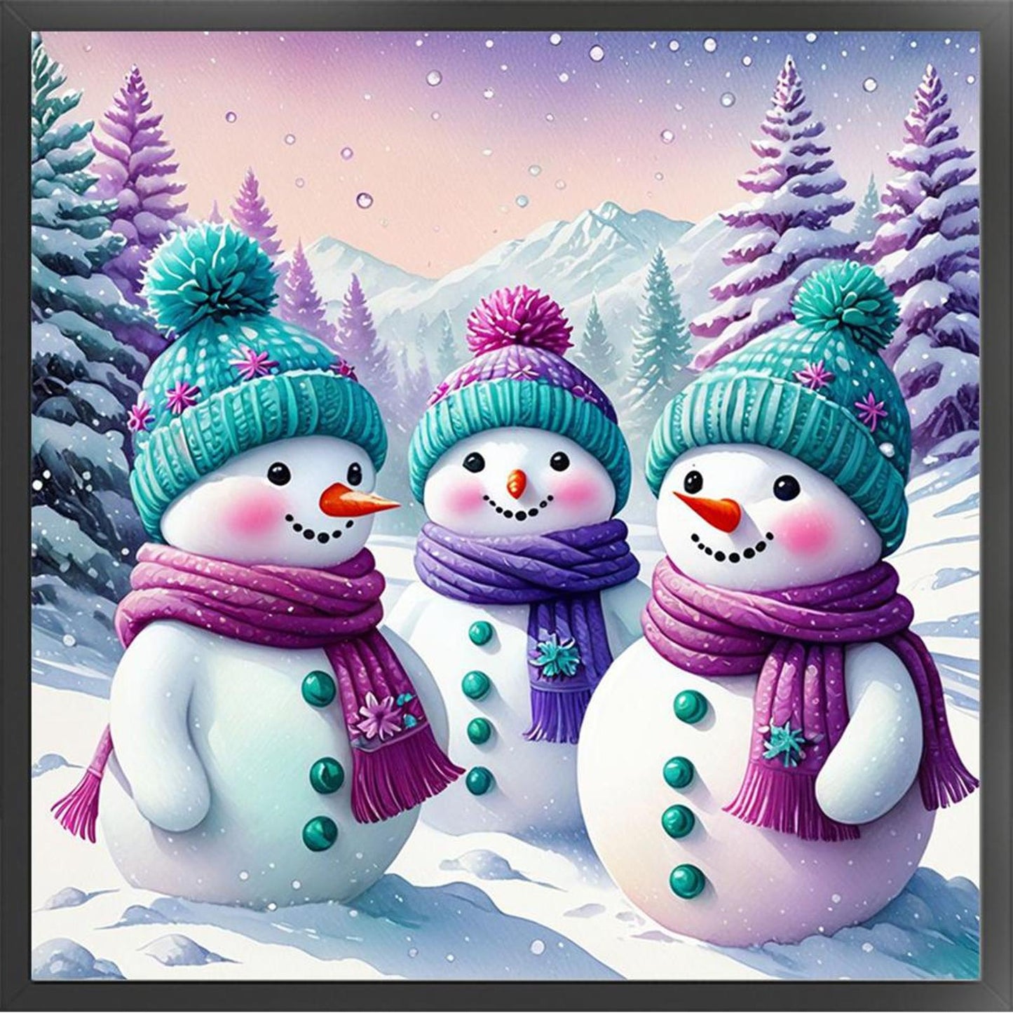 Snowman - Full 11CT Counted Cross Stitch 40x40CM - Huacan