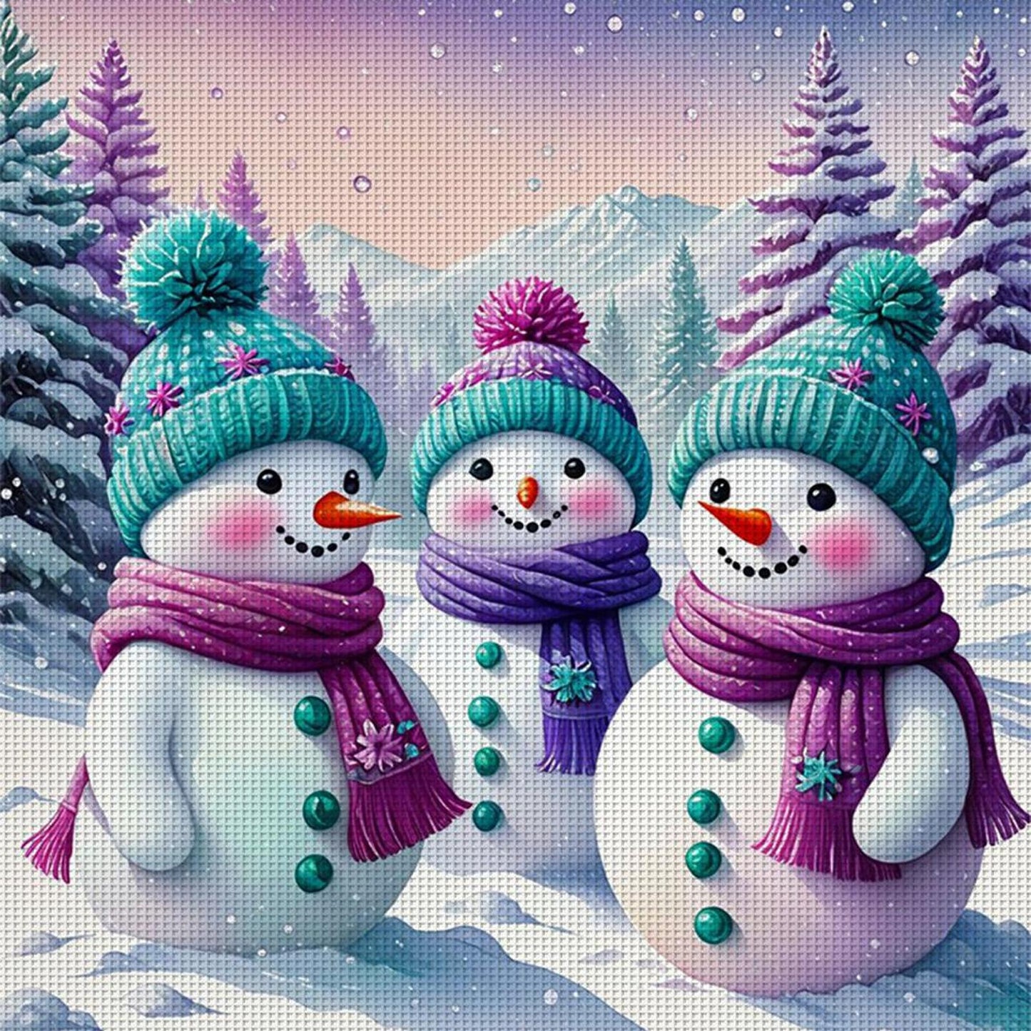 Snowman - Full 11CT Counted Cross Stitch 40x40CM - Huacan