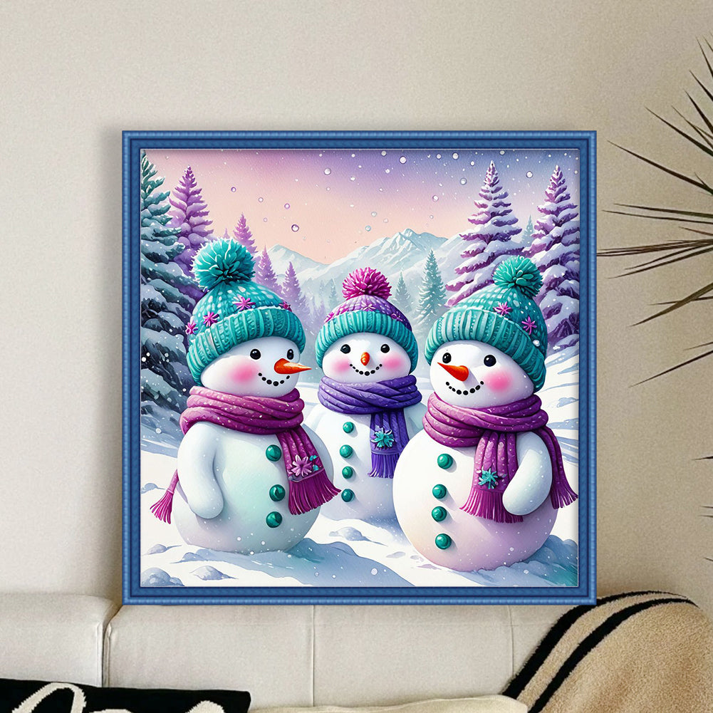 Snowman - Full 11CT Counted Cross Stitch 40x40CM - Huacan