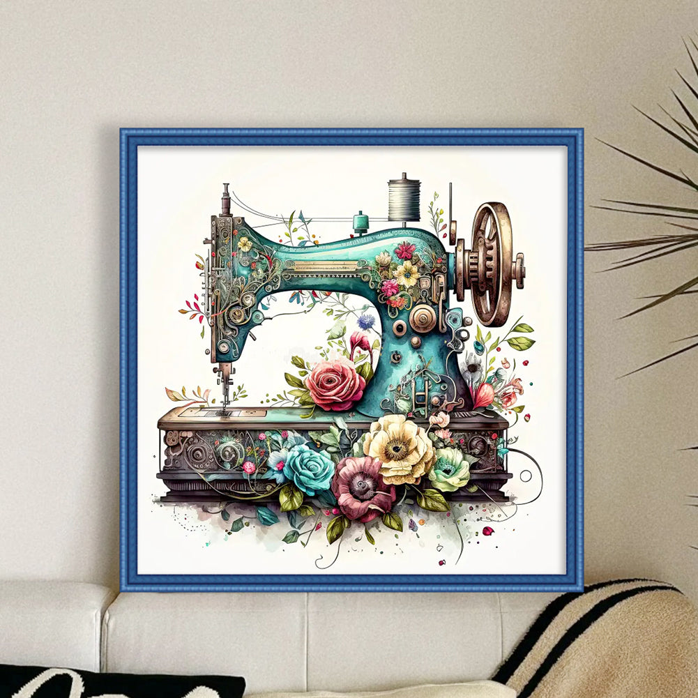 Vintage Sewing Machine - Full 14CT Counted Cross Stitch 40x40CM - Huacan