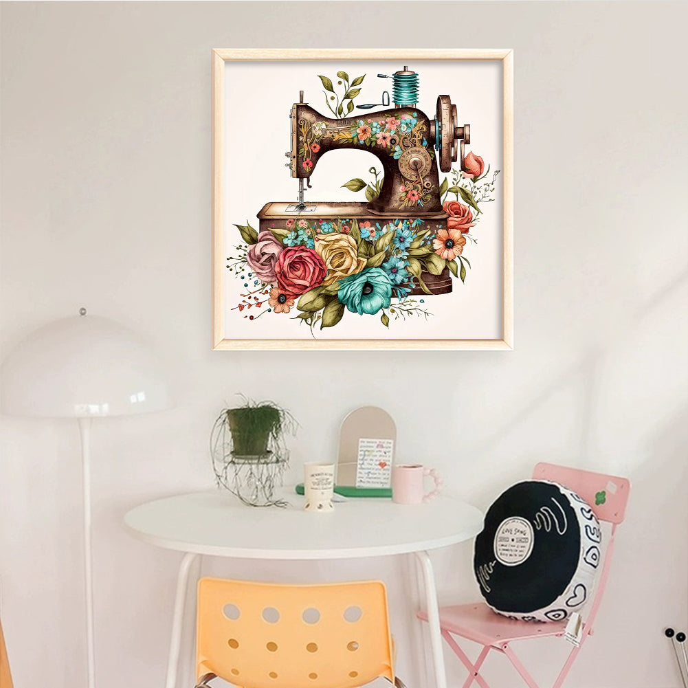 Vintage Sewing Machine - Full 14CT Counted Cross Stitch 40x40CM - Huacan
