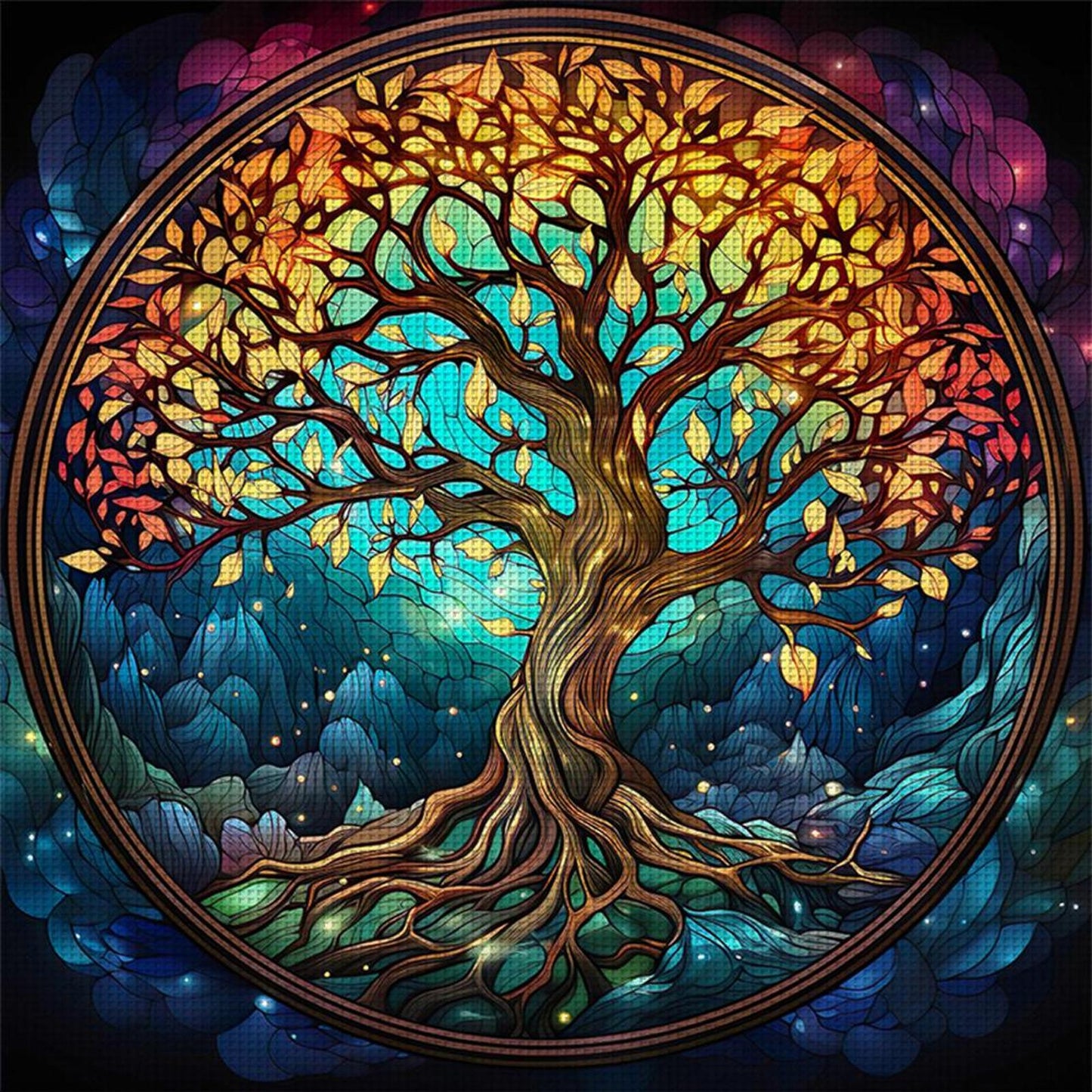 Tree Of Life - Full 14CT Counted Cross Stitch 40x40CM - Huacan