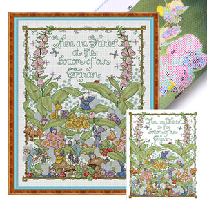 Joy Sunday - Garden Elves - 41*52CM 14CT 2 Stamped Cross Stitch