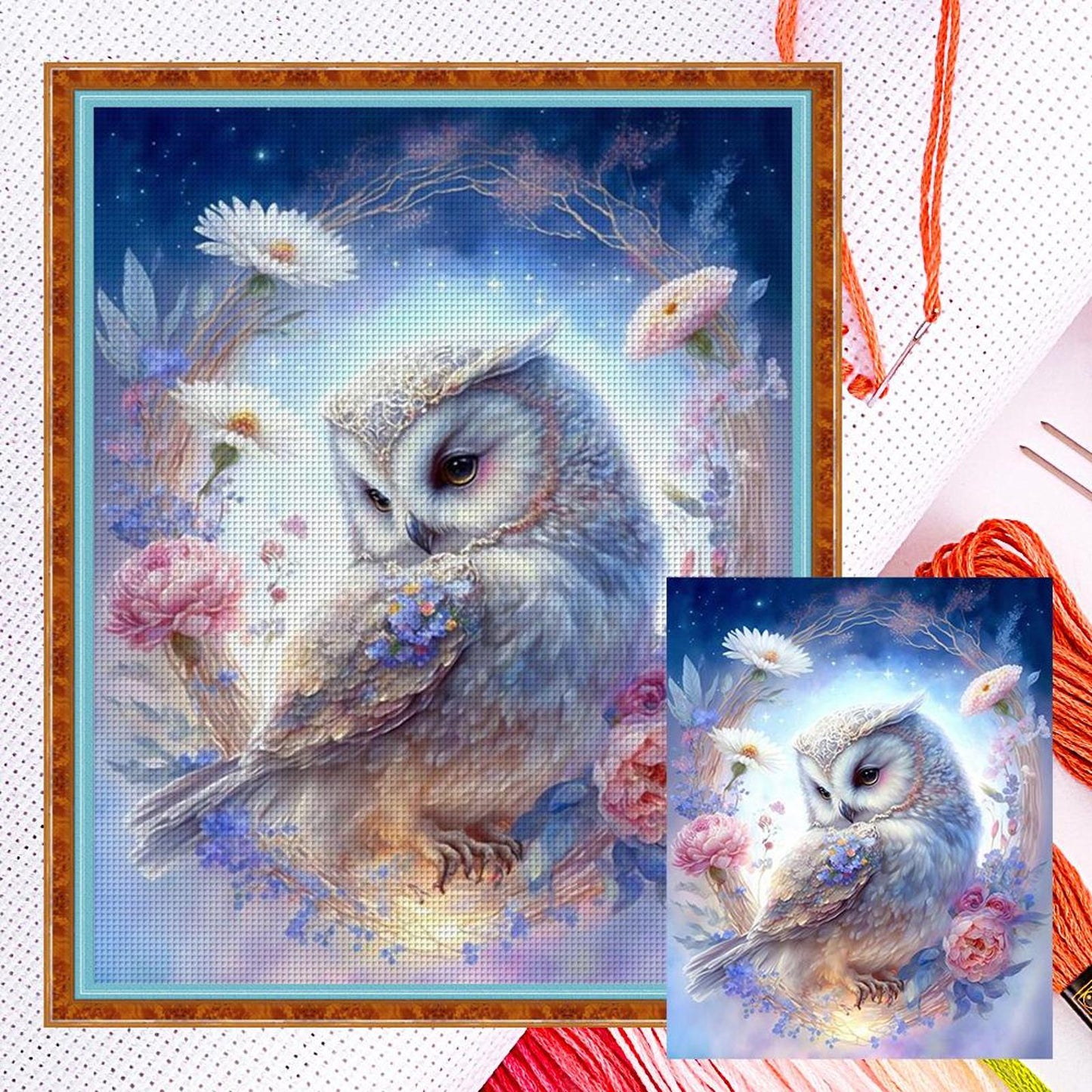 White-Headed Owl - Full 11CT Counted Cross Stitch 40x50CM - Yishu