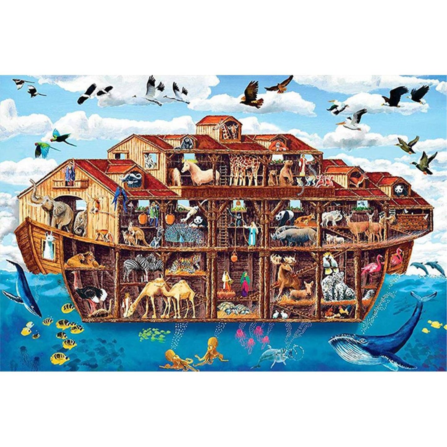 Animals On Noah'S Ark - Full 11CT Counted Cross Stitch 70x50CM - Yishu