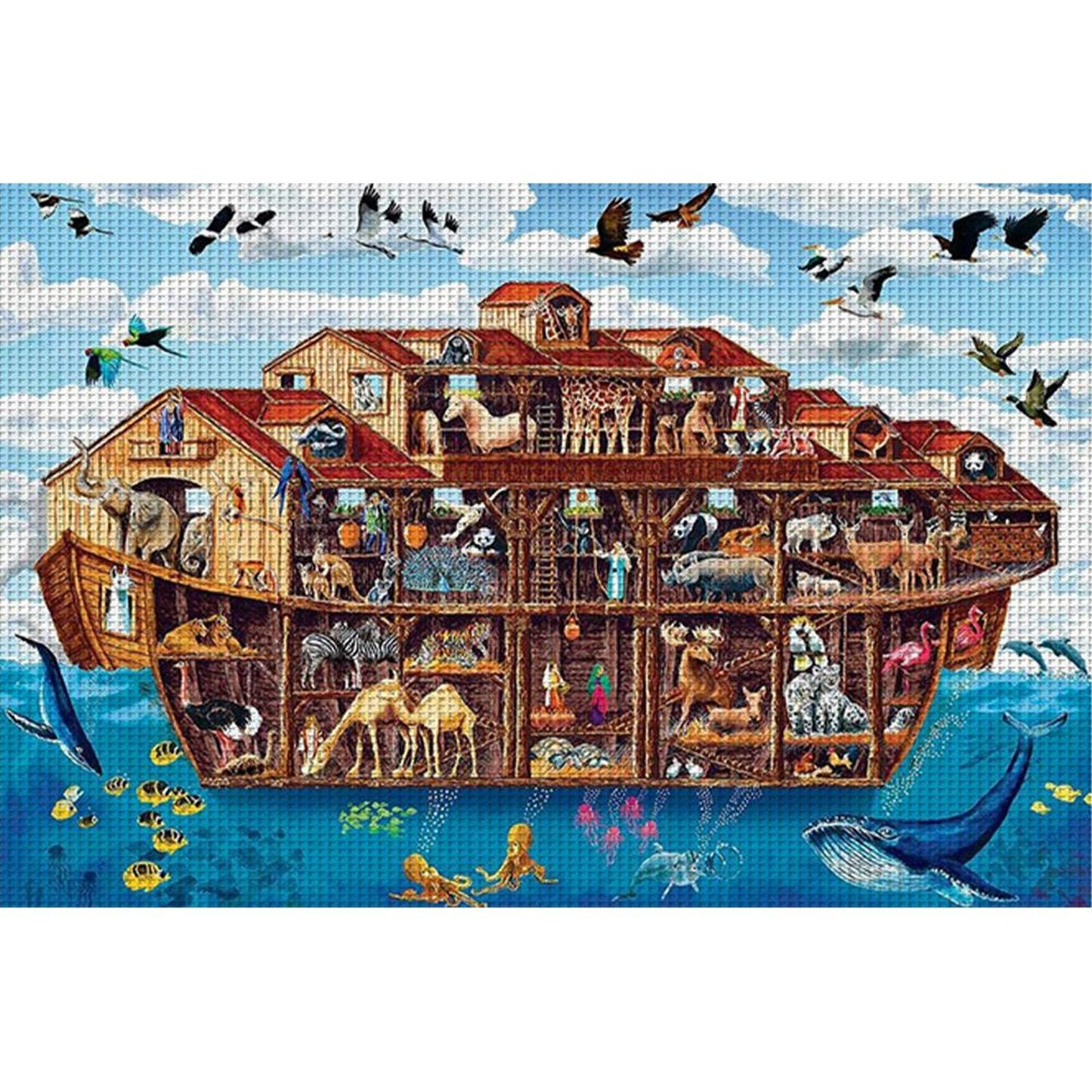 Animals On Noah'S Ark - Full 11CT Counted Cross Stitch 70x50CM - Yishu