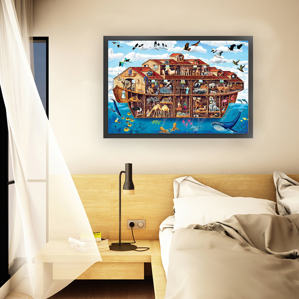 Animals On Noah'S Ark - Full 11CT Counted Cross Stitch 70x50CM - Yishu