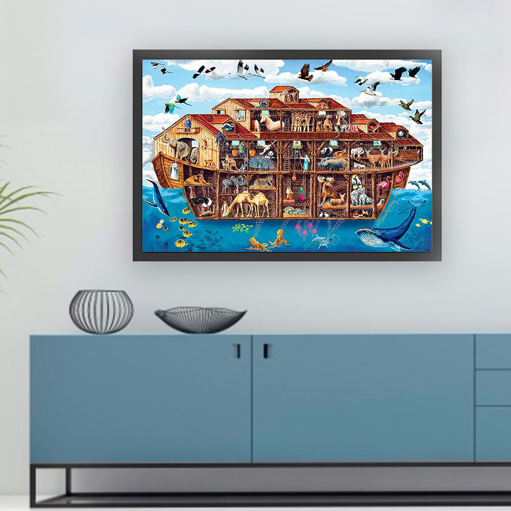Animals On Noah'S Ark - Full 11CT Counted Cross Stitch 70x50CM - Yishu