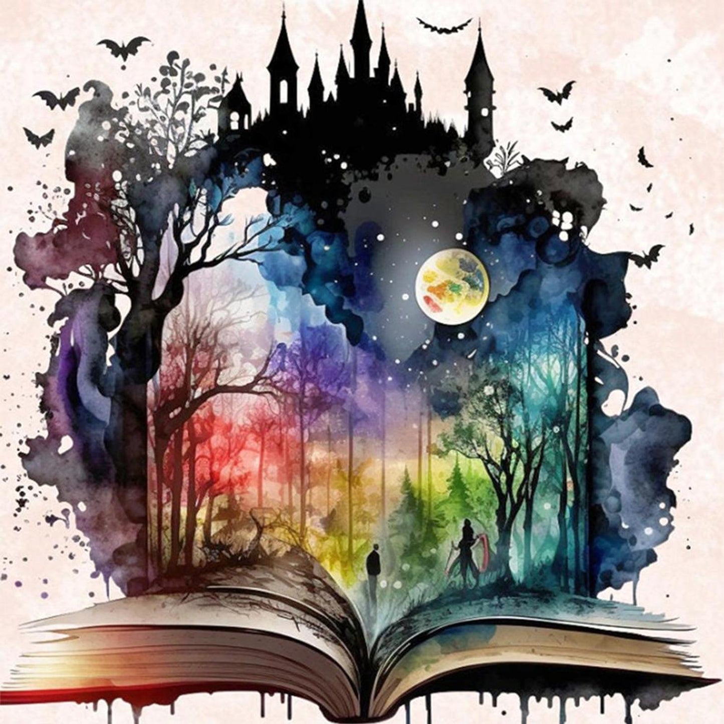 Magic Book Landscape - Full 11CT Counted Cross Stitch 50x50CM - Yishu