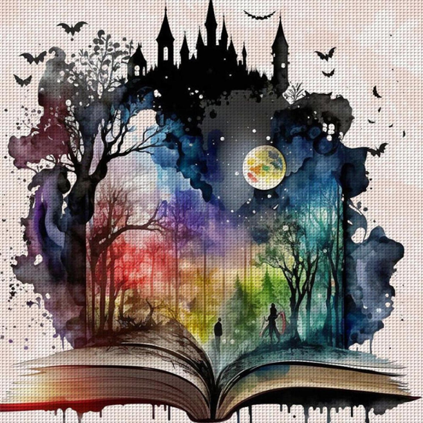 Magic Book Landscape - Full 11CT Counted Cross Stitch 50x50CM - Yishu