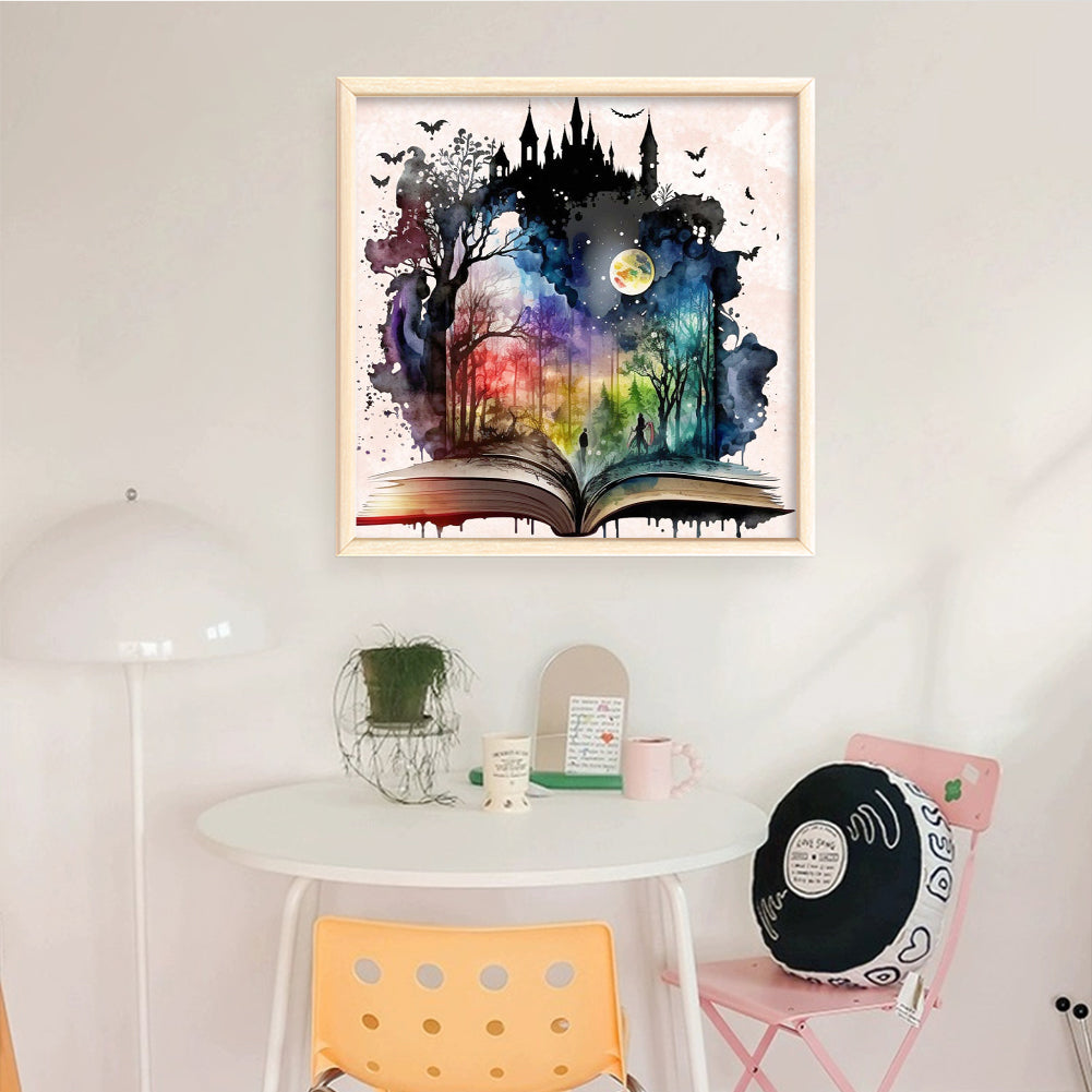 Magic Book Landscape - Full 11CT Counted Cross Stitch 50x50CM - Yishu