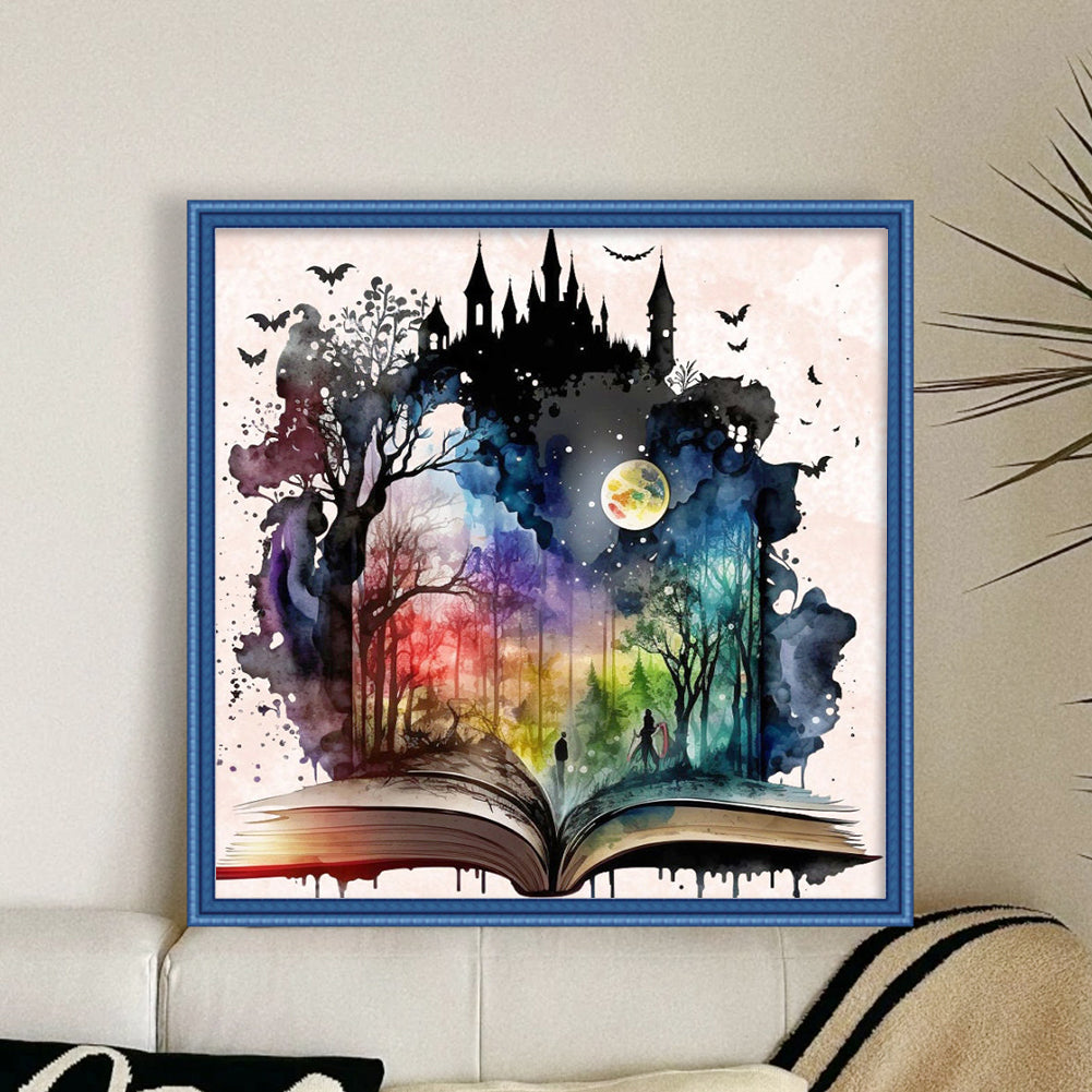 Magic Book Landscape - Full 11CT Counted Cross Stitch 50x50CM - Yishu