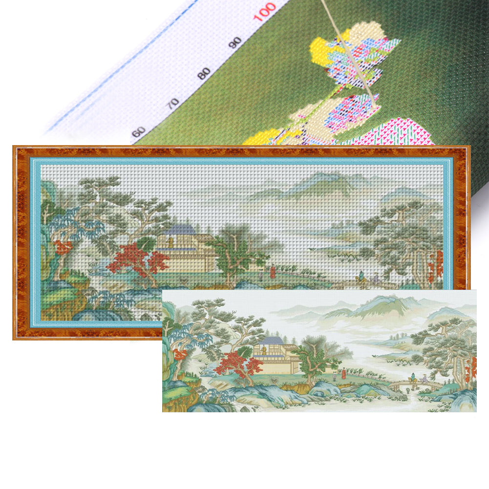 Mona Lisa Brand - Meeting Friends In The Valley - 195*83CM 11CT 3 Stamped Cross Stitch