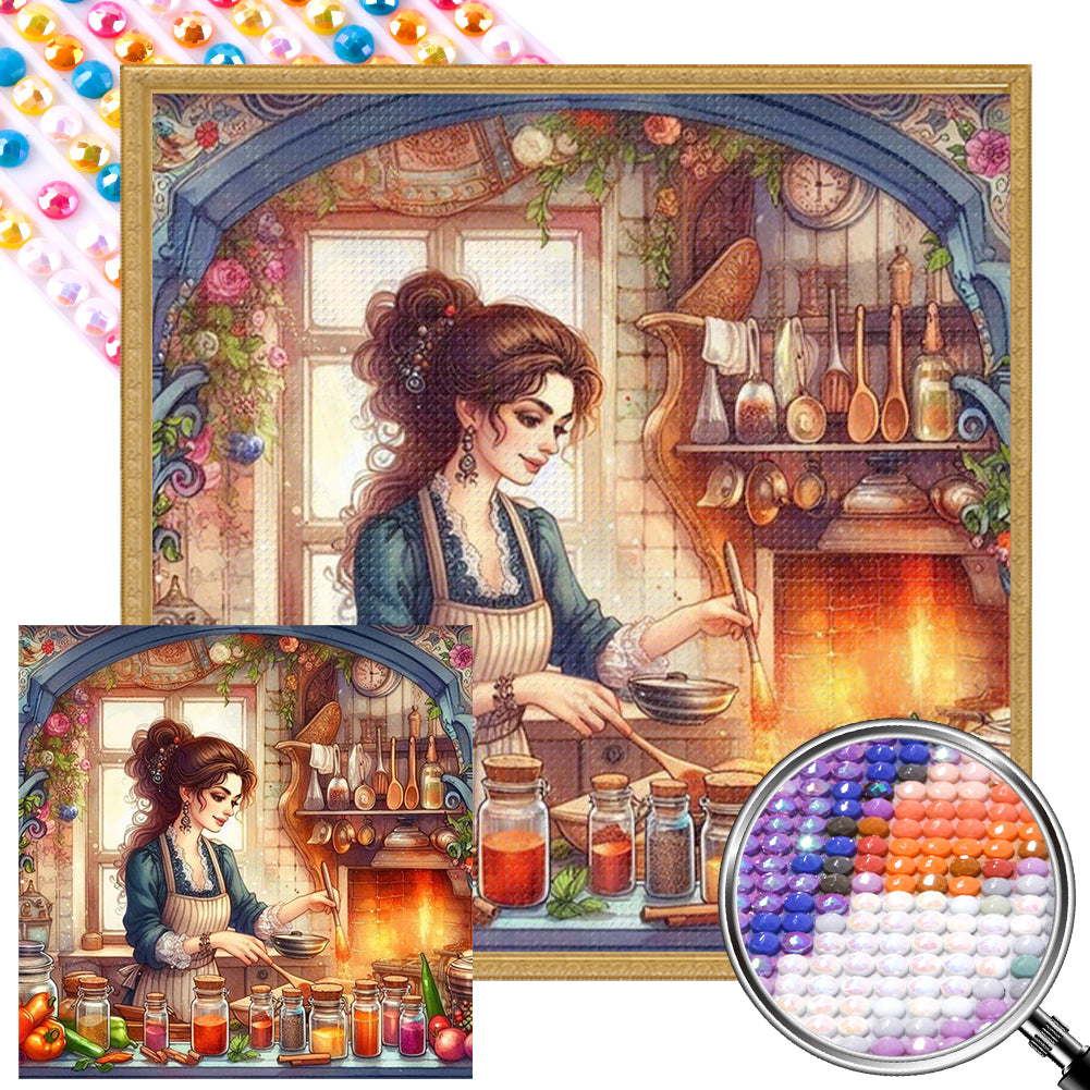 Cooking Woman 40*40CM(Picture) Full Round Drill Diamond Painting