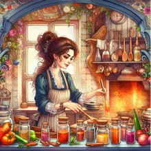 Load image into Gallery viewer, Cooking Woman 40*40CM(Picture) Full Round Drill Diamond Painting

